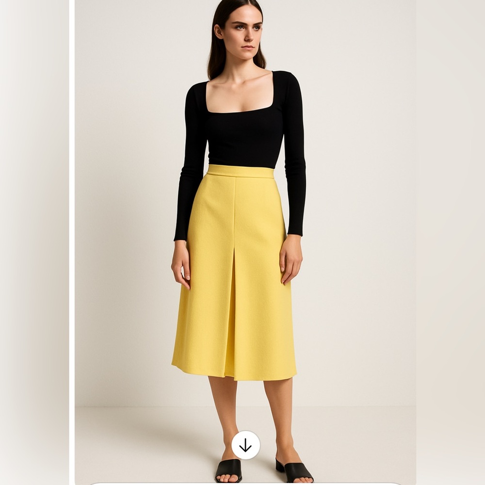 Chloe Yellow Wool Knee Length A-line Skirt